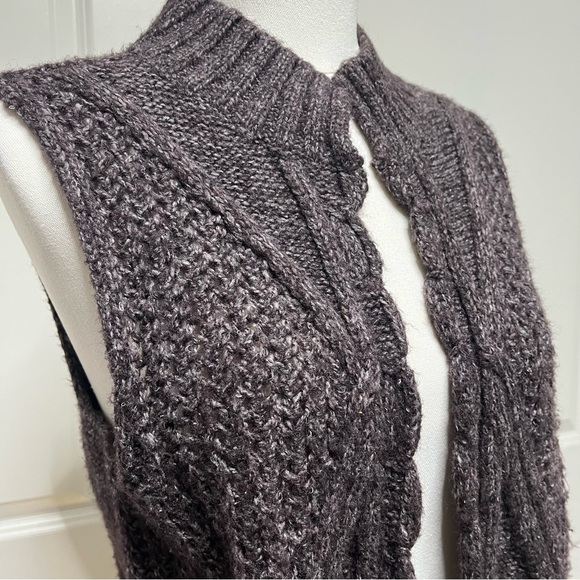 J. Jill Women’s Brown Cable Knit Cardigan Vest Open Front Sz M - Picture 4 of 9